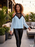 Xoxo Juniors Illusion Lace-Trim Cold-Shoulder Top by Vanessa Jane