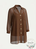 Alfani Chiffon Three-Button Tunic by Vanessa Jane