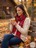 Cejon Grid Pattern Plaid Woven Scarf by Vanessa Jane