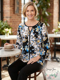 Jm Collection Women's Printed Tie-Sleeve Tunic, Size Small by Vanessa Jane