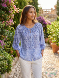 Cupio Womens 3/4 Sleeve Tie Neck Peasant Blouse by Vanessa Jane