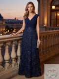 Alex Evenings Women's Long Rosette Short- Sleeve Sequin Detail Dress, Size 12 by Vanessa Jane