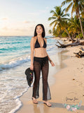 Miken Black Caviar Kick-Slit Cover-Up Pants, Us X-Small by Vanessa Jane
