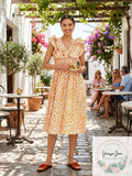 Aqua Scilla Smocked Printed Dress, Size Small by Vanessa Jane