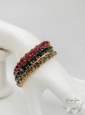 Inc Gold-Tone Set Green, Red, And Rhinestone Stretch Bracelets by Vanessa Jane