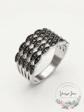 Inc Silver-Tone Crystal Multi-Row Basket Weave Ring, Size 9 by Vanessa Jane