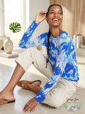 Charter Club Cashmere Tie-Dyed Sweater, Blue, Size Medium by Vanessa Jane