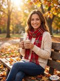 Cejon Grid Pattern Plaid Woven Scarf by Vanessa Jane
