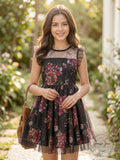 Pink & Violet Little Girls Printed Mesh Dress, Size 5 by Vanessa Jane