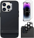 iPhone 14 Pro 6.1-inch Protection Kit Bundle - AirShield Boost Kickstand Series Case with Tempered Glass Screen and Camera Protector - Black by Zerodamage Sahara Case LLC