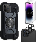iPhone 14 Pro Max 6.7-inch Protection Kit Bundle - DualShock Series Case with Tempered Glass Screen and Camera Protector - Black by Zerodamage Sahara Case LLC