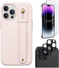 iPhone 14 Pro Max 6.7-inch Protection Kit Bundle - FingerGrip Series Case with Tempered Glass Screen and Camera Protector (Light Pink) by Zerodamage Sahara Case LLC