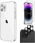 iPhone 14 Pro Max 6.7-inch Protection Kit Bundle - Hybrid-Flex Hard Shell Case with Tempered Glass Screen and Camera Protector - Clear by Zerodamage Sahara Case LLC