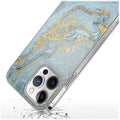 iPhone 14 Pro Max 6.7-inch Protection Kit Bundle - Marble Series Case with Tempered Glass Screen and Camera Protector (Blue Marble) by Zerodamage Sahara Case LLC