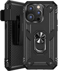 iPhone 14 Pro Max 6.7-inch Protection Kit Bundle - Military Kickstand Series Case with Tempered Glass Screen and Camera Protector - Black by Zerodamage Sahara Case LLC