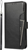 iPhone 14 Pro Max Protection Kit Bundle - Leather Folio Wallet Case with Tempered Glass Screen and Camera Protector (Black) by Zerodamage Sahara Case LLC