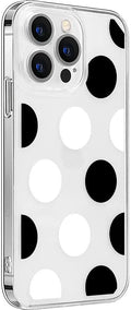 iPhone 14 Pro Max Protection Kit Bundle - Polkadot Hybrid-Flex Hard Shell Case with Tempered Glass Screen and Camera Protector (Clear/Black/White) by Zerodamage Sahara Case LLC