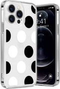 iPhone 14 Pro Max Protection Kit Bundle - Polkadot Hybrid-Flex Hard Shell Case with Tempered Glass Screen and Camera Protector (Clear/Black/White) by Zerodamage Sahara Case LLC