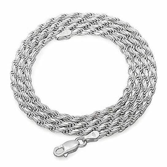Italian 925 Silver Filled High Polish Finsh Rope Chain by DailySale
