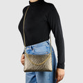 Italian Genuine Basketweave-Embossed Metallic Suede Crossbody Bag | Bari by TAKEASY
