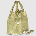 Italian Genuine Basketweave-Embossed Metallic Suede Top-Handle Bag | Imperia by TAKEASY