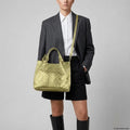Italian Genuine Basketweave-Embossed Metallic Suede Top-Handle Bag | Imperia by TAKEASY
