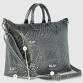 Italian Genuine Basketweave-Embossed Metallic Suede Top-Handle Bag | Treviso by TAKEASY