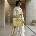Italian Genuine Basketweave-Embossed Metallic Suede Top-Handle Bag | Imperia by TAKEASY