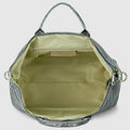 Italian Genuine Basketweave-Embossed Metallic Suede Top-Handle Bag | Treviso by TAKEASY