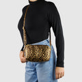 Italian Genuine Leopard-Print Metallic Suede Crossbody Bag | Potenza by TAKEASY