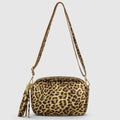 Italian Genuine Leopard-Print Metallic Suede Crossbody Bag | Potenza by TAKEASY