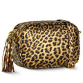 Italian Genuine Leopard-Print Metallic Suede Crossbody Bag | Potenza by TAKEASY