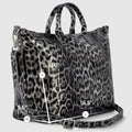 Italian Genuine Leopard-Print Metallic Suede Top-Handle Bag | Rimini by TAKEASY