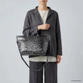Italian Genuine Leopard-Print Metallic Suede Top-Handle Bag | Rimini by TAKEASY