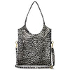 Italian Genuine Leopard-Print Metallic Suede Tote Bag | Catania