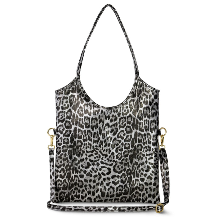 Italian Genuine Leopard-Print Metallic Suede Tote Bag | Catania by TAKEASY