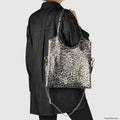 Italian Genuine Leopard-Print Metallic Suede Tote Bag | Catania by TAKEASY