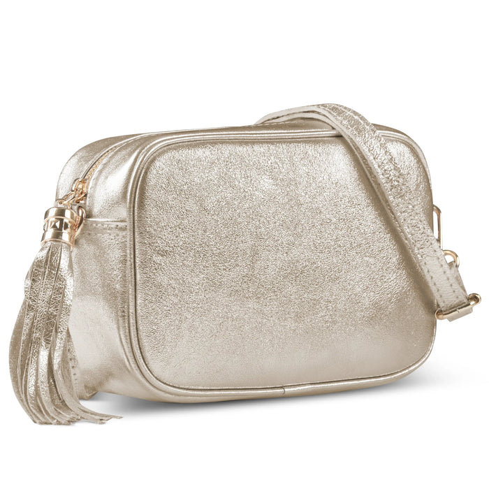 Italian Genuine Metallic Suede Crossbody Bag | Gubbio by TAKEASY