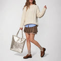 Italian Genuine Metallic Suede Tote Bag | Pisa by TAKEASY