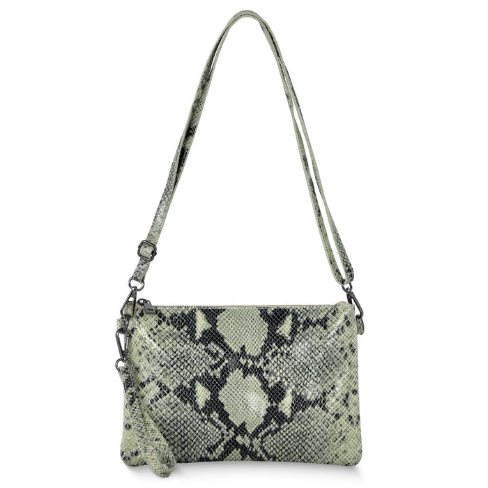 Italian Genuine Python-Print Suede Crossbody Bag | Lecce by TAKEASY