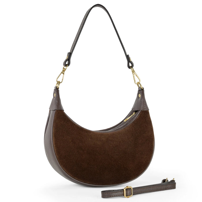 Italian Genuine Suede & Full-Grain Leather Shoulder Bag | Arezzo by TAKEASY