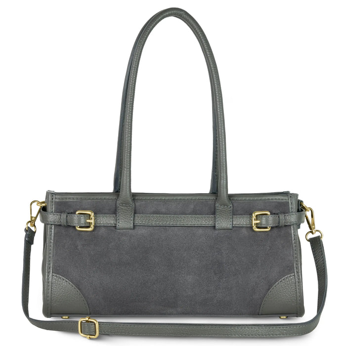 Italian Genuine Suede & Full-Grain Leather Shoulder Bag | Lodi by TAKEASY