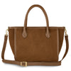 Italian Genuine Suede & Full-Grain Leather Top-Handle Bag | Alba