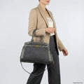 Italian Genuine Suede & Full-Grain Leather Top-Handle Bag | Forlì by TAKEASY