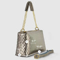 Italian Genuine Woven-Embossed Metallic Suede Crossbody Bag | Roma by TAKEASY