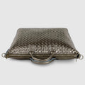 Italian Genuine Woven-Embossed Metallic Suede Top-Handle Bag | Urbino by TAKEASY