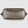 Italian Genuine Woven-Embossed Metallic Suede Top-Handle Bag | Urbino by TAKEASY