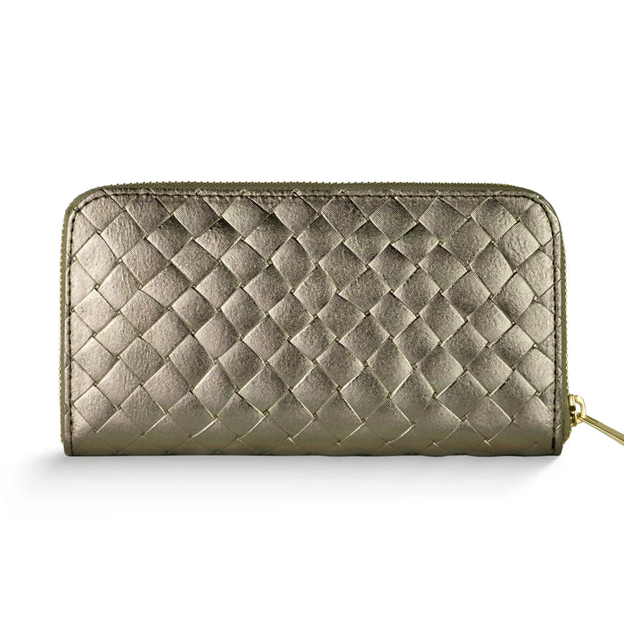Italian Genuine Woven-Embossed Metallic Suede Wallet | Trento by TAKEASY
