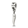 Italian Horn Dangle Pendant Sterling Silver
