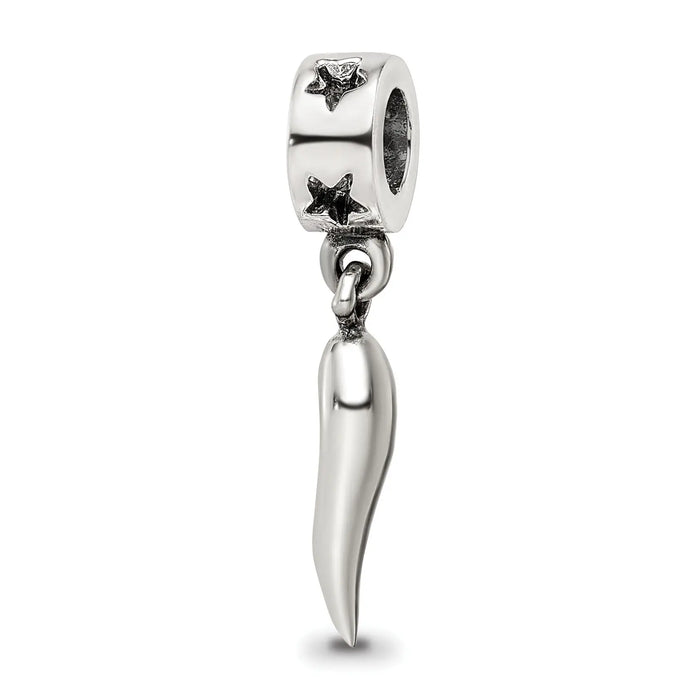 Italian Horn Dangle Pendant Sterling Silver by Fine Color Jewels